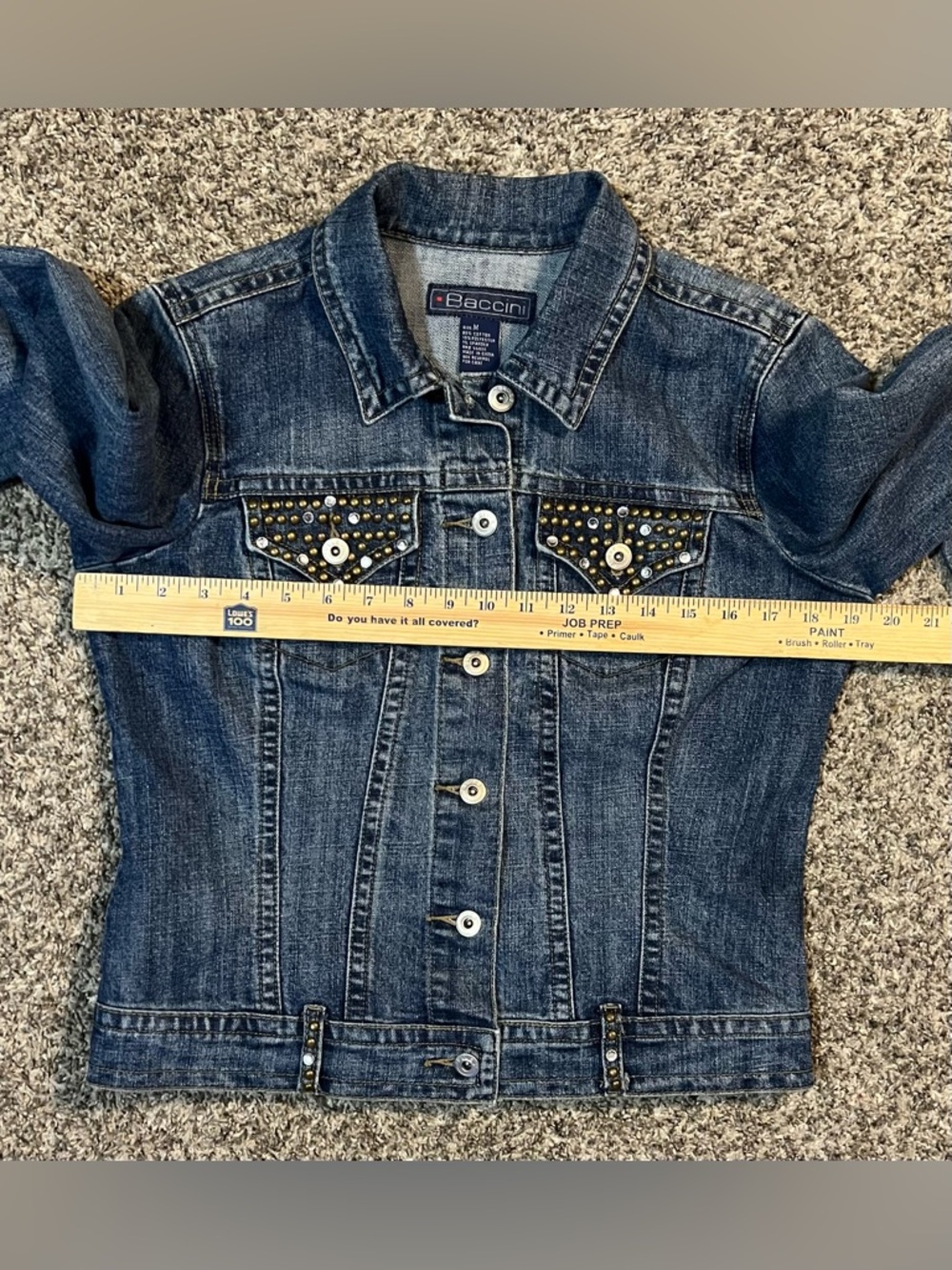 Baccini Women’s Light Blue Rhinestone Embellished Denim Jacket! Size Medium. - Picture 10 of 12